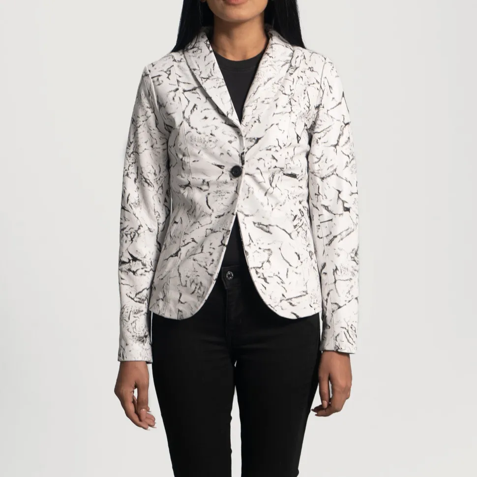 Donna Blake White Leather Blazer