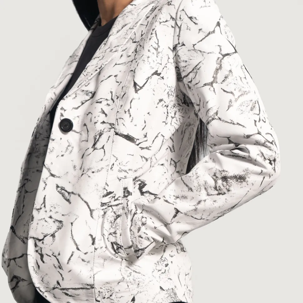 Donna Blake White Leather Blazer
