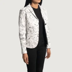 Donna Blake White Leather Blazer