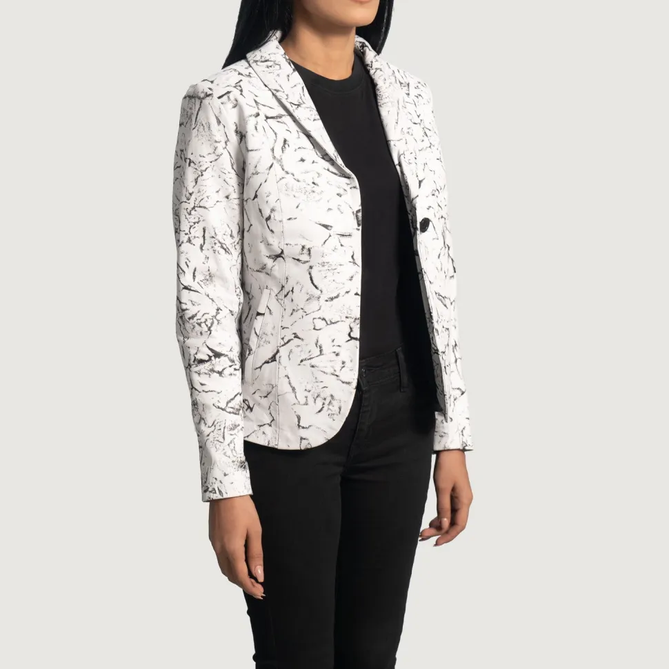 Donna Blake White Leather Blazer