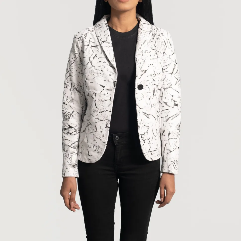 Donna Blake White Leather Blazer