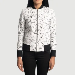 Donna Blake White Leather Bomber Jacket