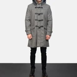 Drake Grey Wool Hooded Duffle Coat