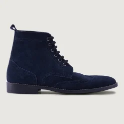 Duster Brogues Blue Suede Leather Boots - StudGuard