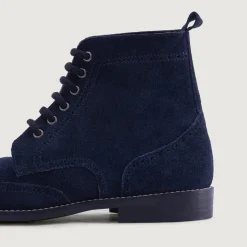 Duster Brogues Blue Suede Leather Boots - StudGuard