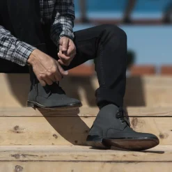 Duster Brogues Derby Black Nubuck Leather Boots
