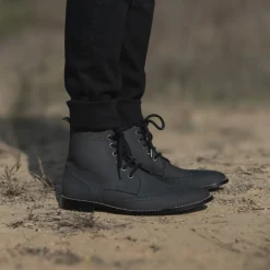 Duster Brogues Derby Black Nubuck Leather Boots