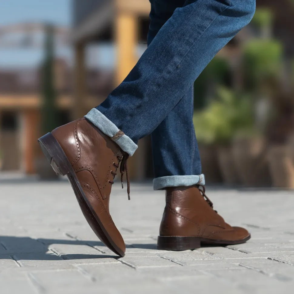 Duster Brogues Derby Brown Leather Boots