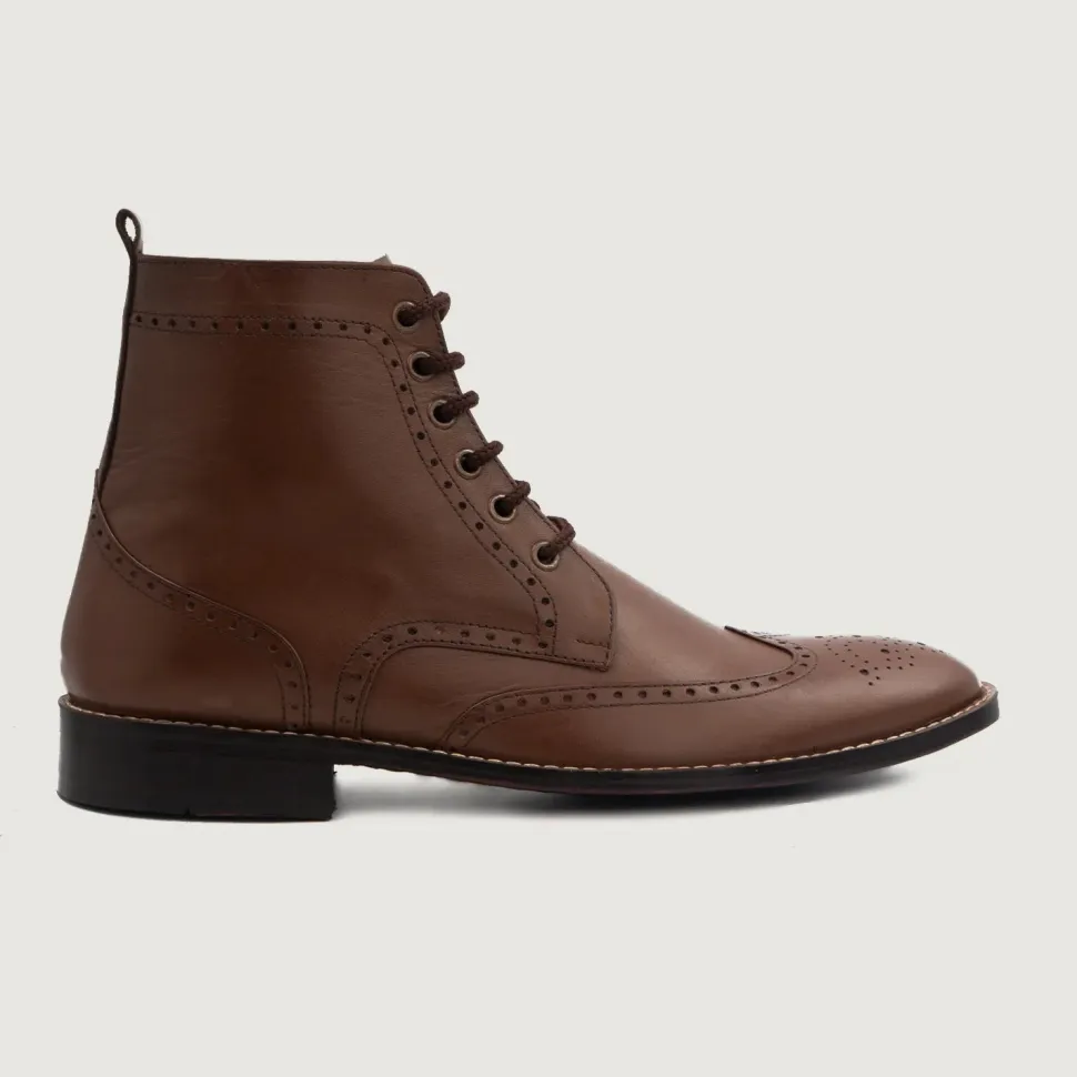 Duster Brogues Derby Brown Leather Boots