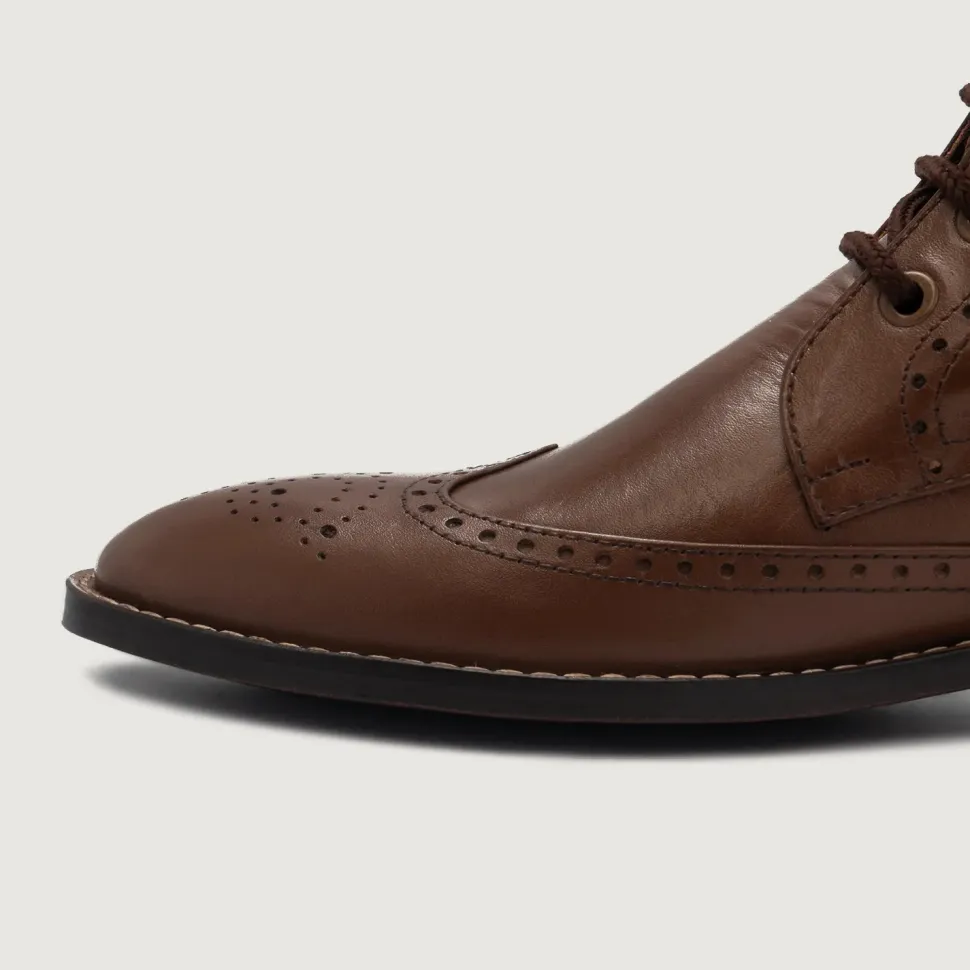 Duster Brogues Derby Brown Leather Boots