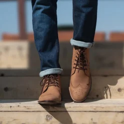 Duster Brogues Derby Brown Nubuck Leather Boots