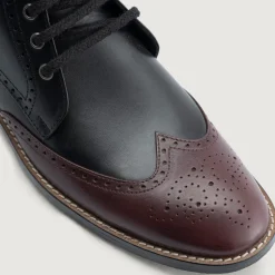 Duster Brogues Derby Maroon Black Leather Boots - StudGuard