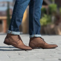 Duster Brogues Derby Oil Pull-up Brown Leather Boots