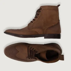 Duster Brogues Derby Oil Pull-up Brown Leather Boots