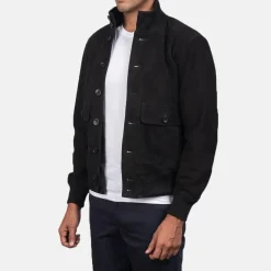Eaton Black Suede Bomber Jacket