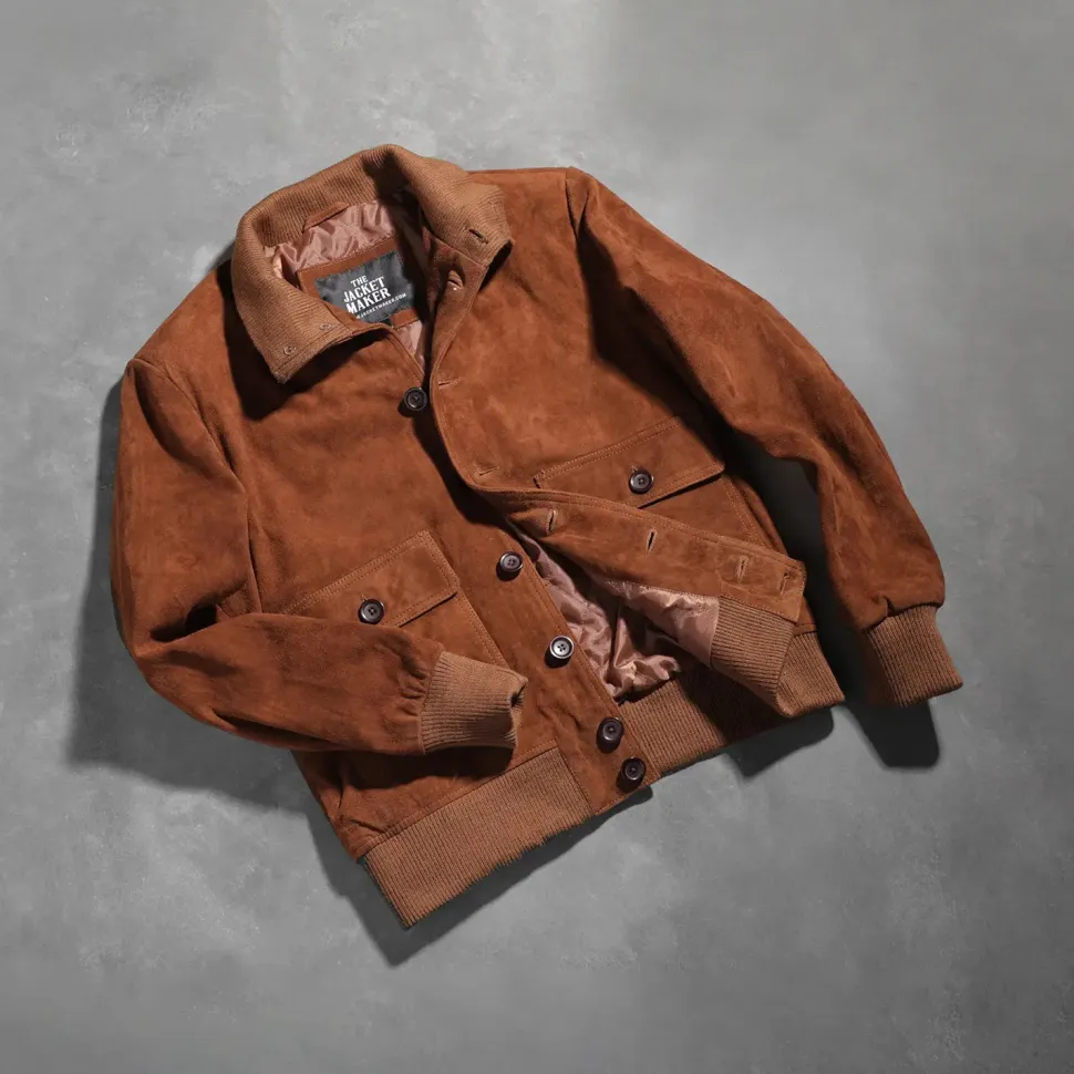 Eaton Brown Suede Bomber Jacket