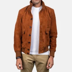Eaton Brown Suede Bomber Jacket