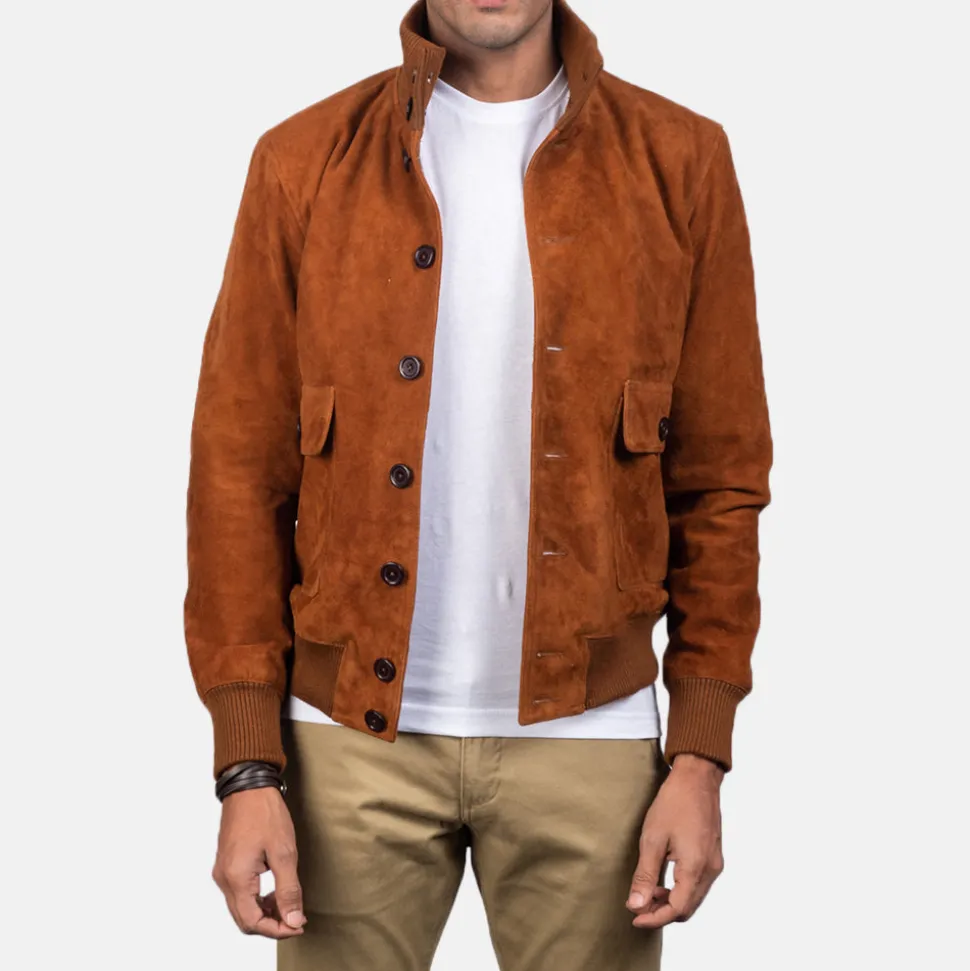 Eaton Brown Suede Bomber Jacket