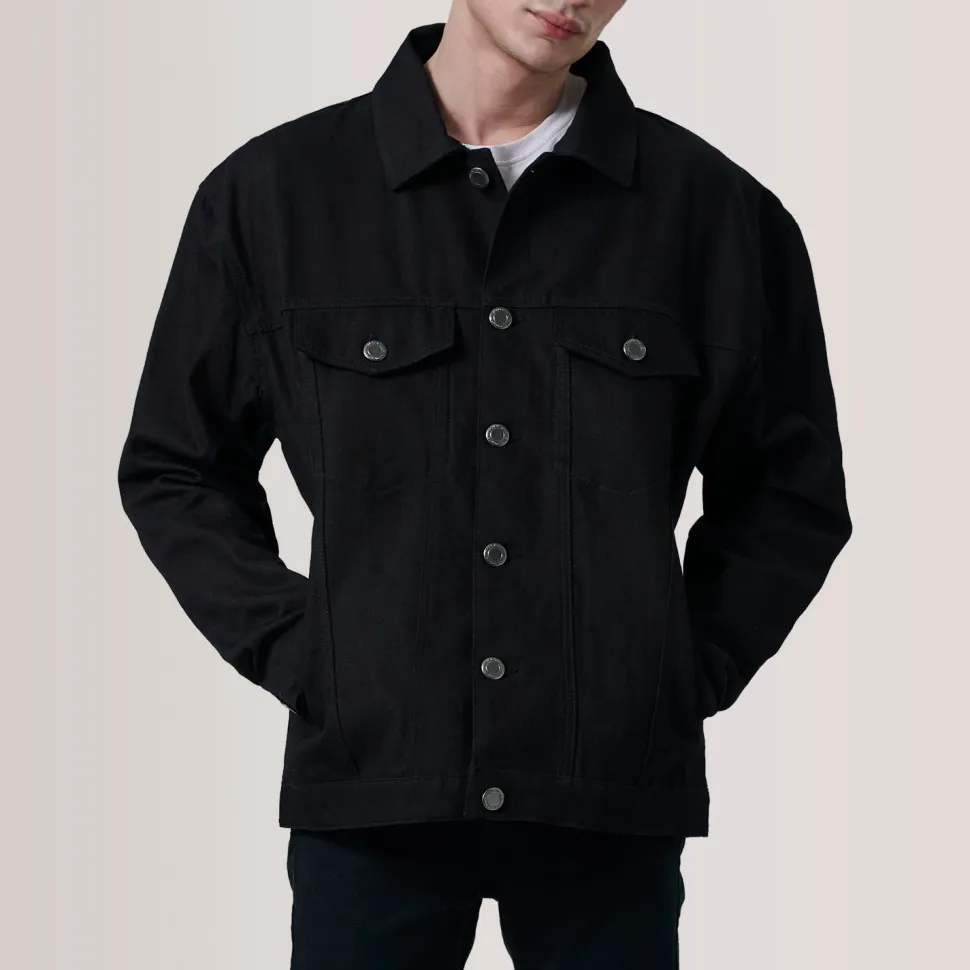 Eddie Black Oversized Denim Trucker Jacket