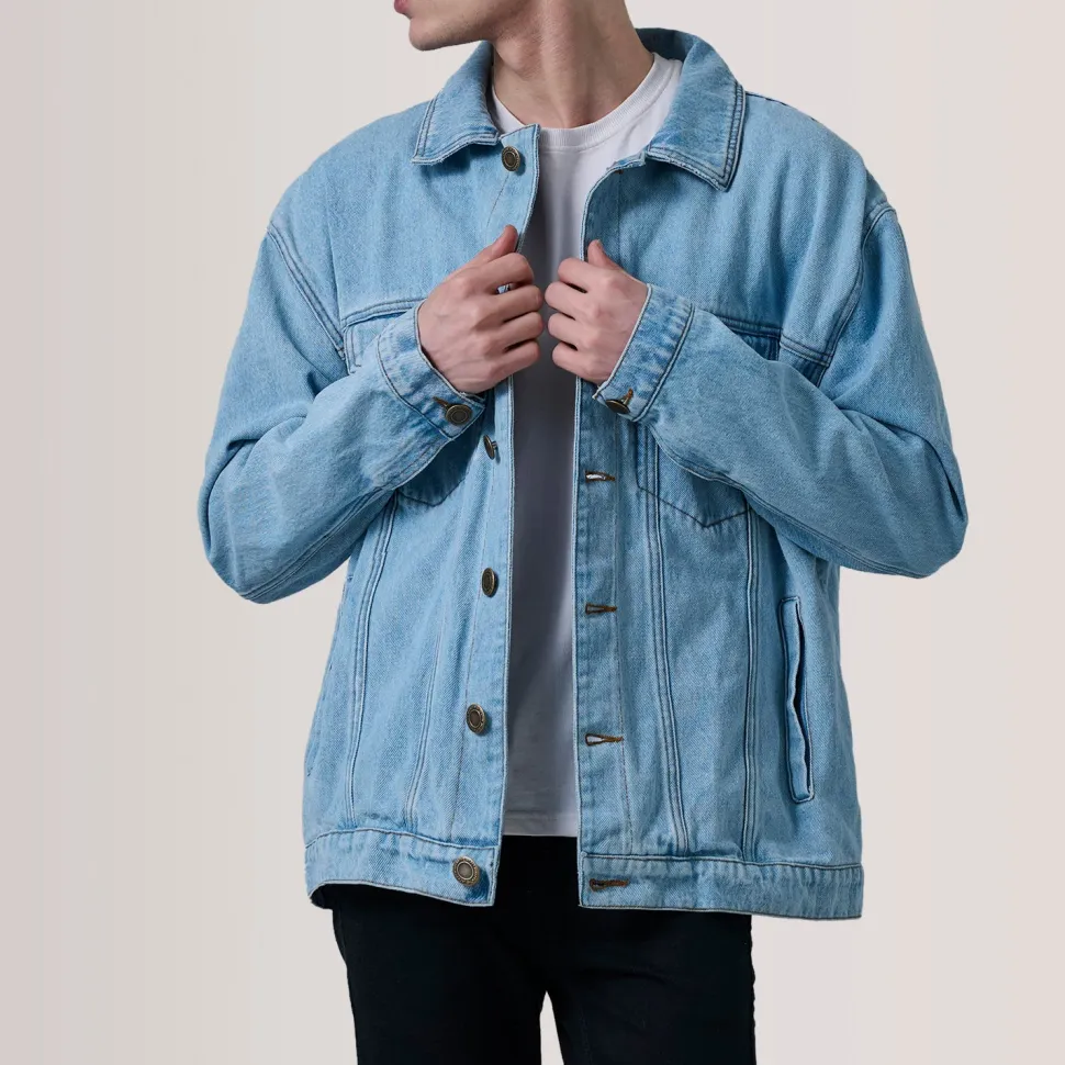 Eddie Light Blue Oversized Denim Trucker Jacket