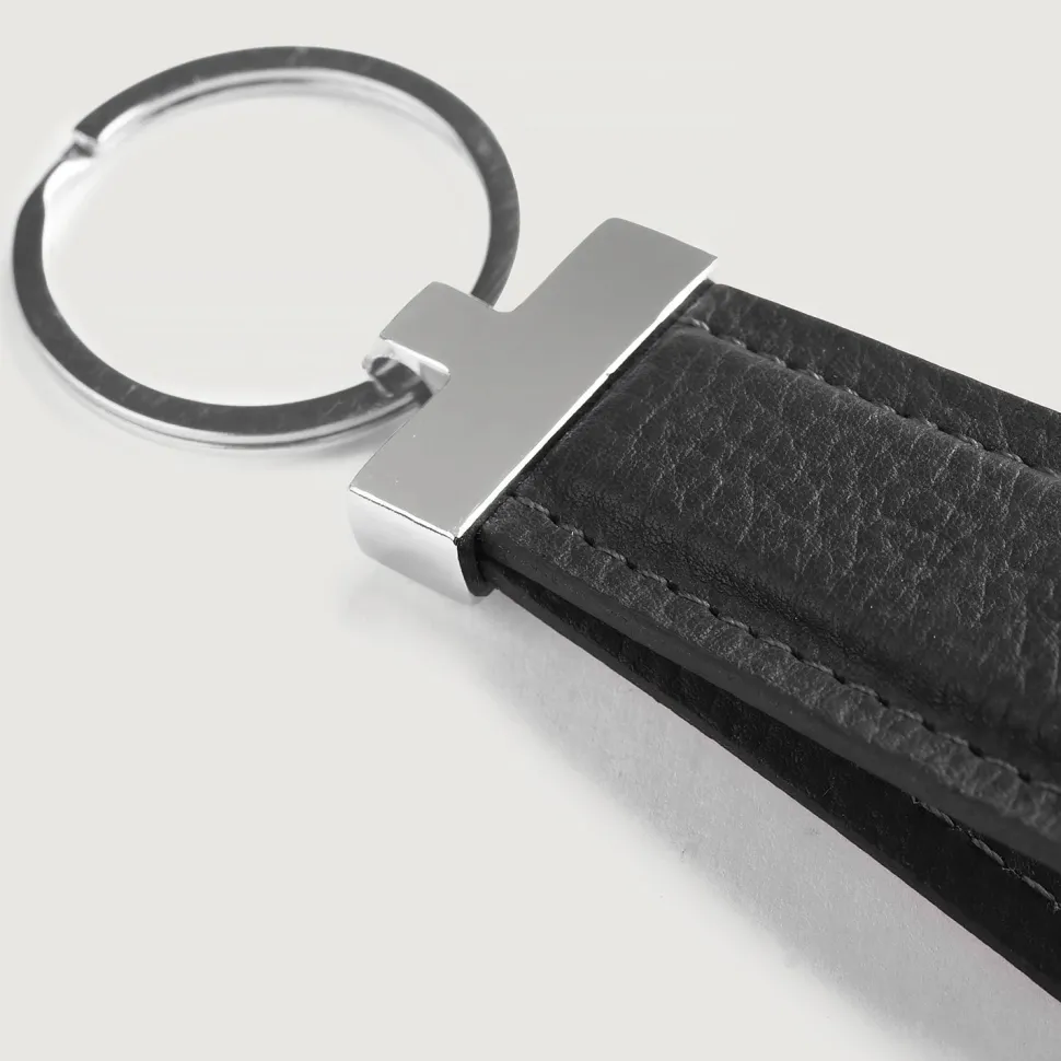 Elroy Black Leather Keychain