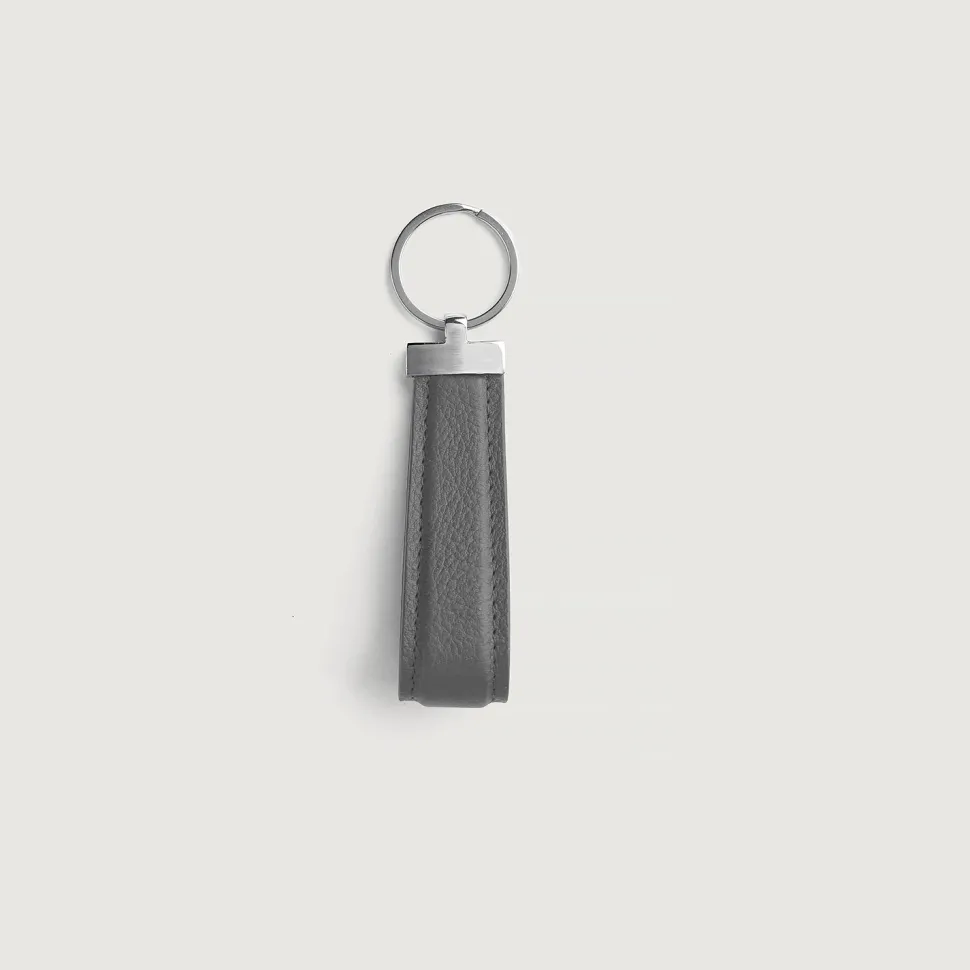 Elroy Grey Leather Keychain