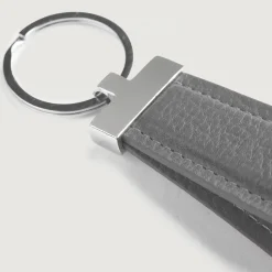Elroy Grey Leather Keychain