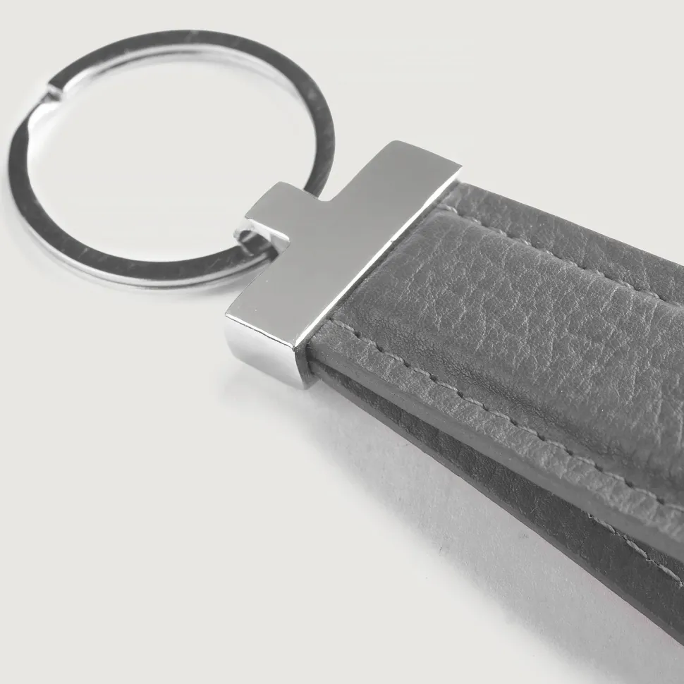 Elroy Grey Leather Keychain