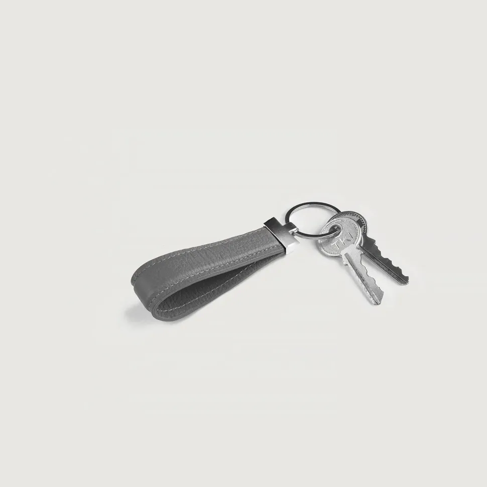 Elroy Grey Leather Keychain