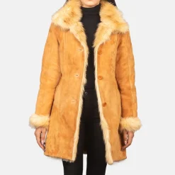 Erica Shearling Beige Leather Coat