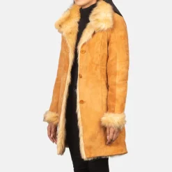 Erica Shearling Beige Leather Coat