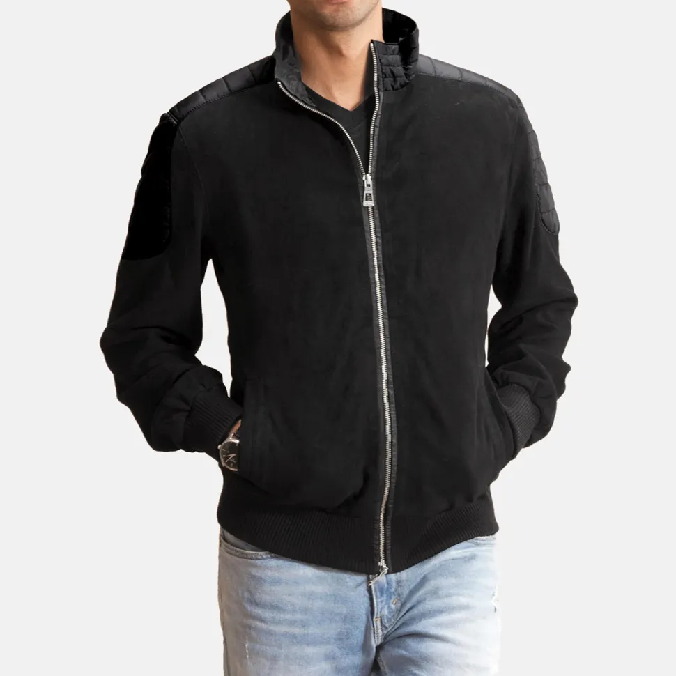 Ethan Hybrid Suede Bomber Jacket
