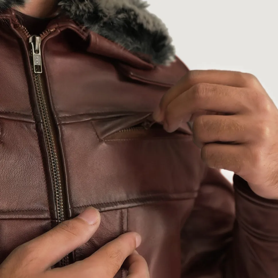 Evan Hart Fur Brown Leather Jacket