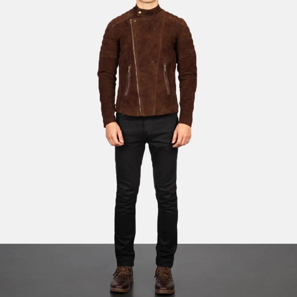 Faisor Mocha Suede Biker Jacket