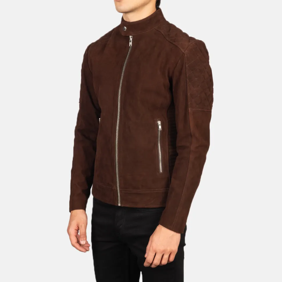 Fernando Quilted Brown Suede Biker Jacket
