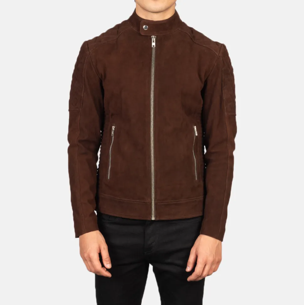 Fernando Quilted Brown Suede Biker Jacket