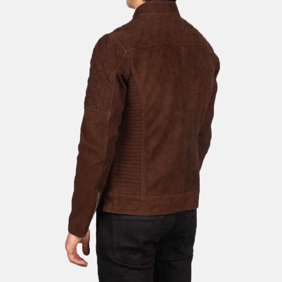 Fernando Quilted Brown Suede Biker Jacket