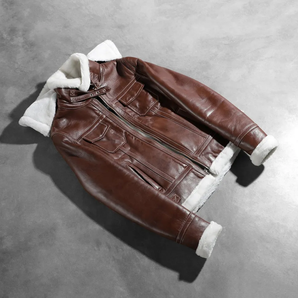 Fiona Brown Hooded Shearling Leather Jacket