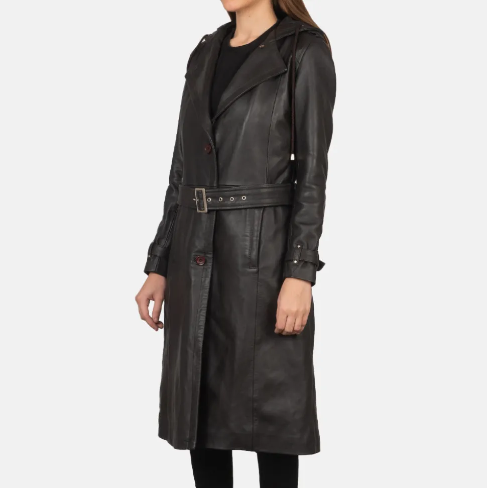 Fixon Hooded Brown Trench Coat