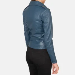 Flashback Blue Leather Biker Jacket