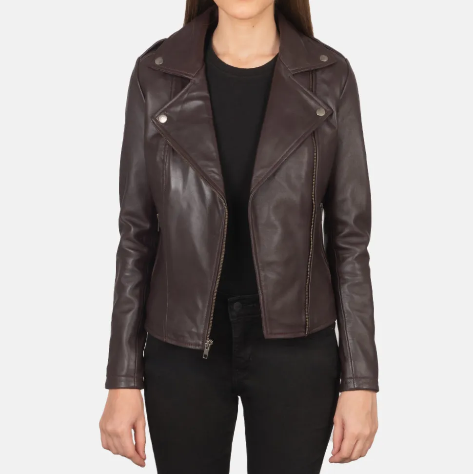 Flashback Maroon Leather Biker Jacket