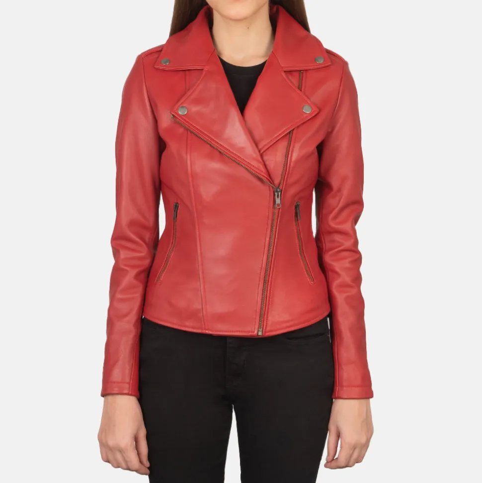 Flashback Red Leather Biker Jacket