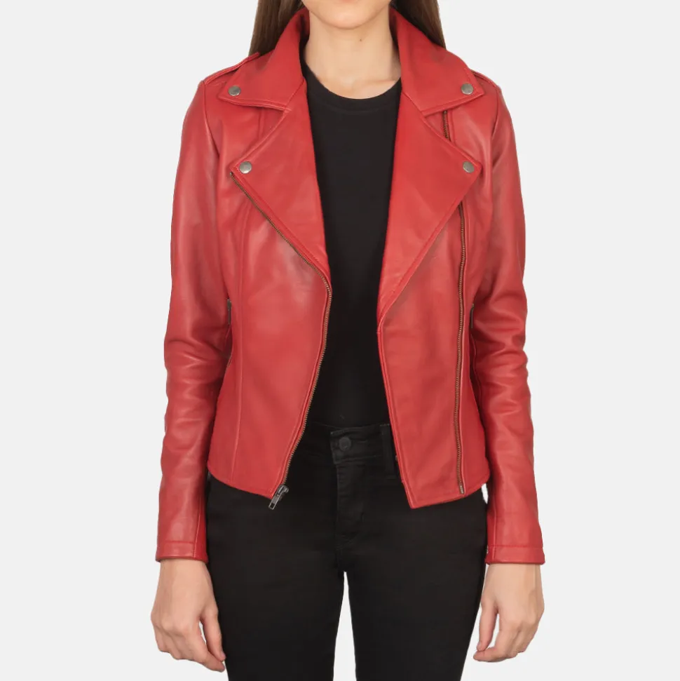 Flashback Red Leather Biker Jacket