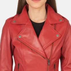Flashback Red Leather Biker Jacket