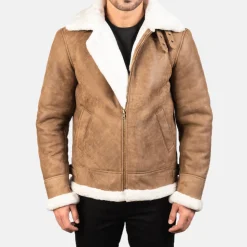 Francis B-3 Distressed Brown Leather Bomber Jacket