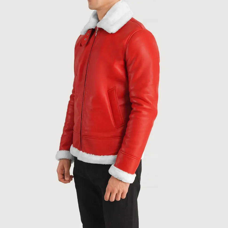 Francis B-3 Red Leather Bomber Jacket