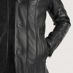 Furcliff Black Leather Coat