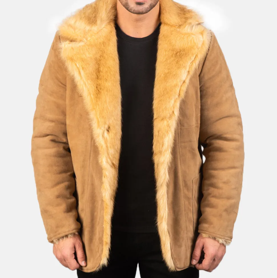 Furlong Beige Suede Leather Coat