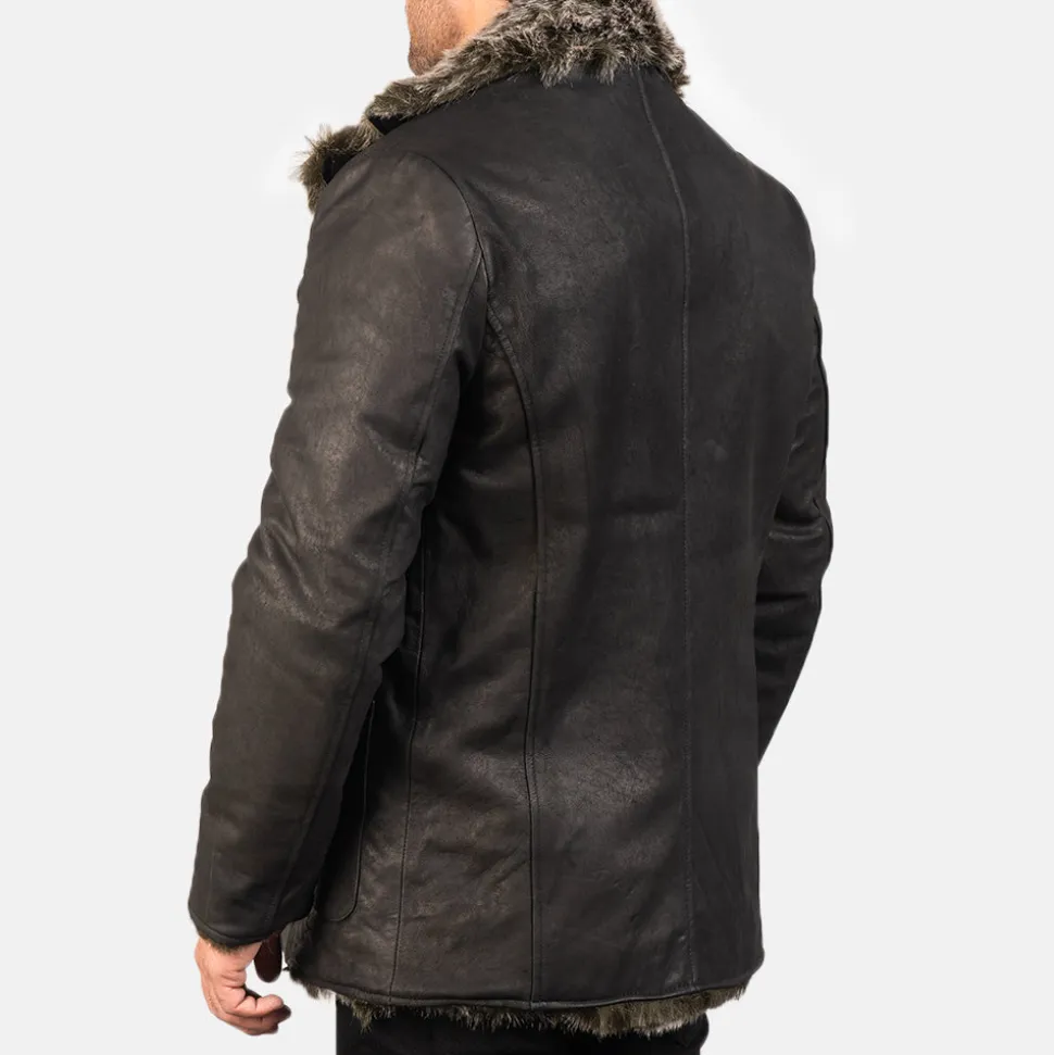 Furlong Black Leather Coat