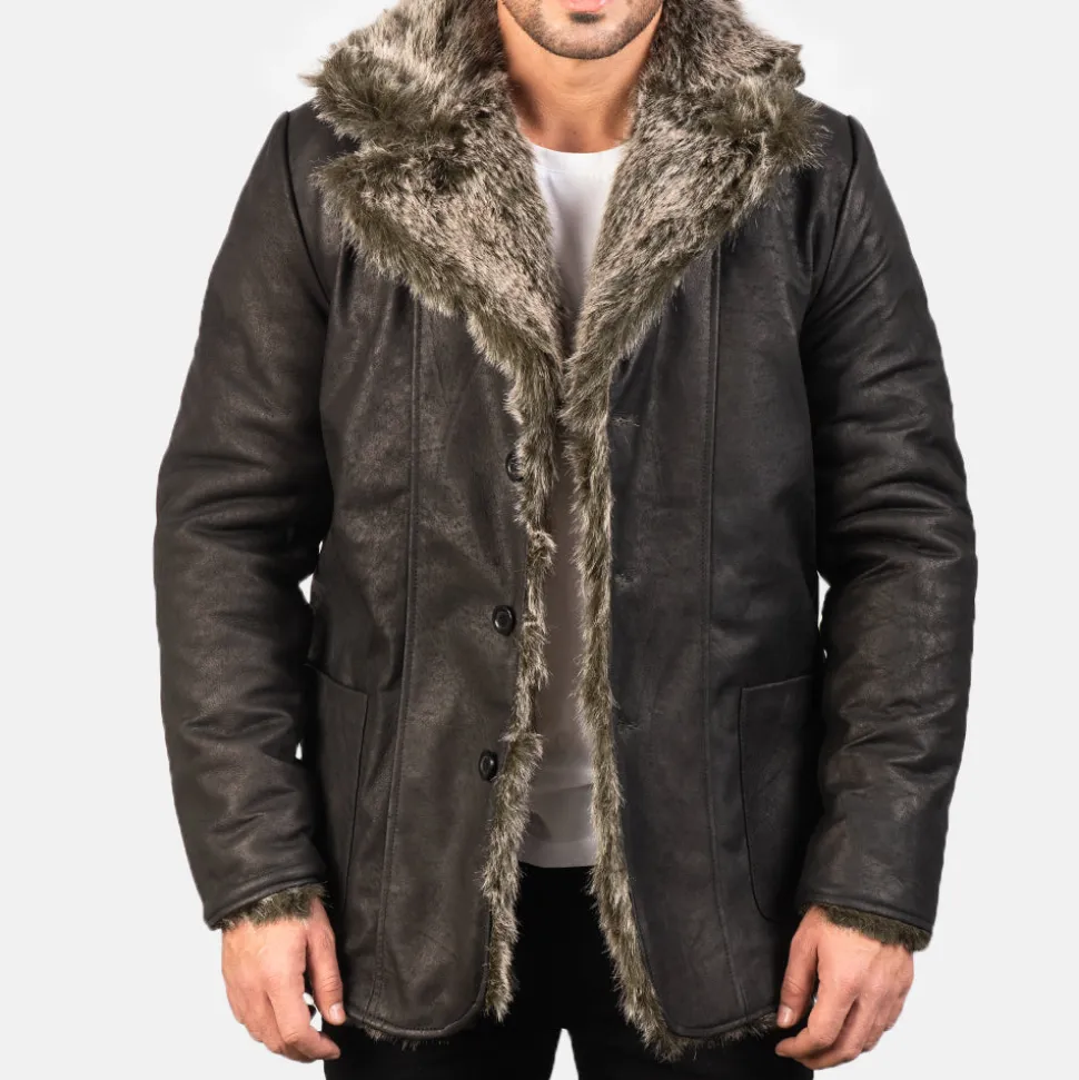 Furlong Black Leather Coat